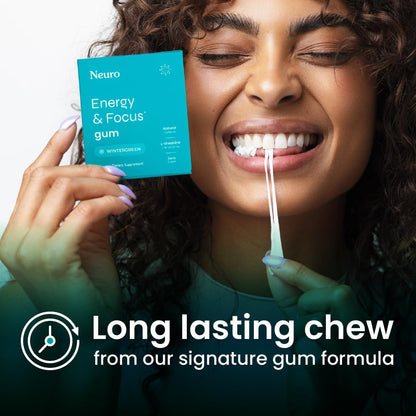 Neuro Energy & Focus Gum - 40Mg Natural Caffeine Gum & Nootropic Energy Supplement with L-Theanine & B Vitamins - Sugar Free, Vegan - Wintergreen, 90Ct